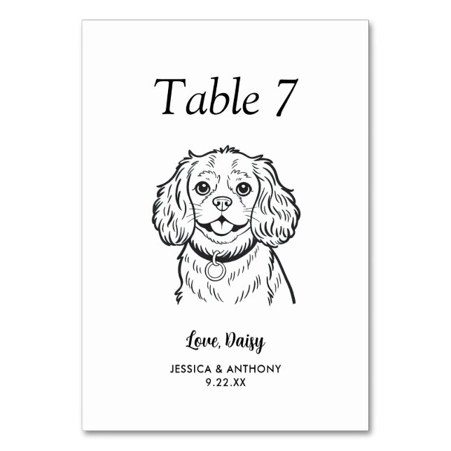 Numéro De Table Simple mariage de chien en noir et blanc  (Par défaut)