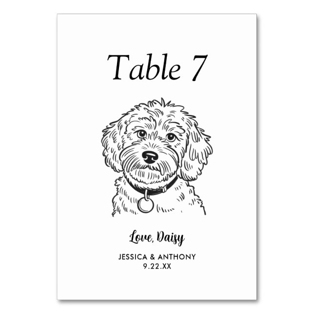 Numéro De Table Simple mariage de chien en noir et blanc  (Par défaut)