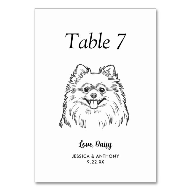 Numéro De Table Simple mariage de chien en noir et blanc  (Par défaut)