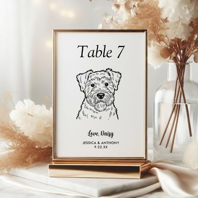 Numéro De Table Simple mariage de chien en noir et blanc  (Créateur téléchargé)