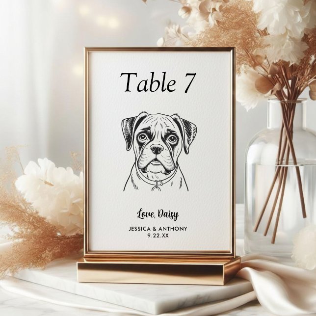 Numéro De Table Simple mariage de chien en noir et blanc  (Créateur téléchargé)