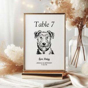 Numéro De Table Simple mariage de chien en noir et blanc