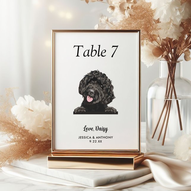 Numéro De Table Simple mariage de chien en noir et blanc  (Créateur téléchargé)