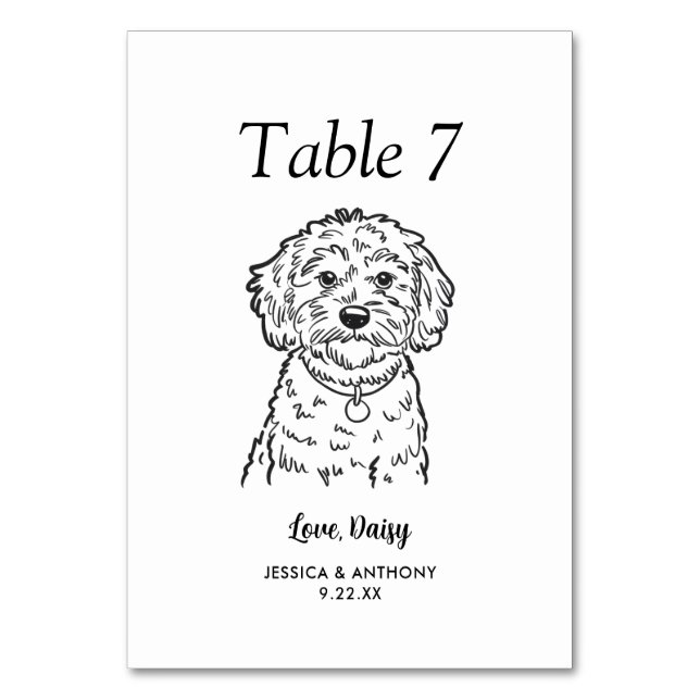 Numéro De Table Simple mariage de chien en noir et blanc  (Par défaut)