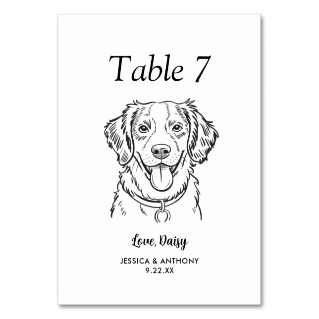 Numéro De Table Simple mariage de chien en noir et blanc  (Par défaut)