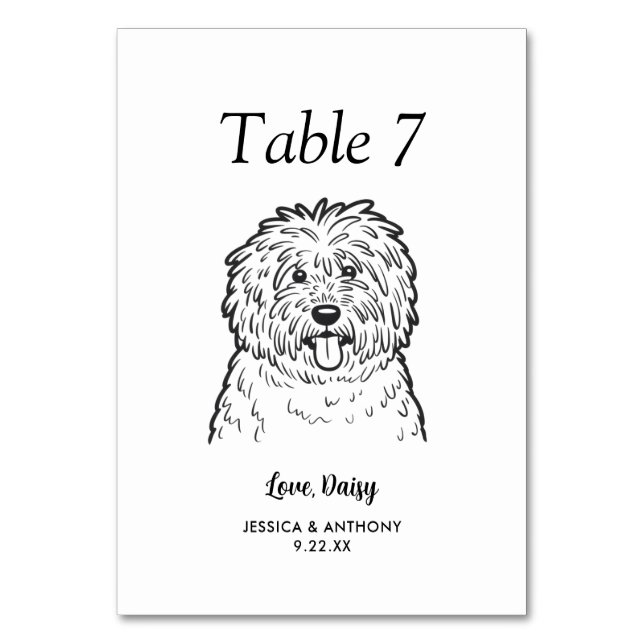 Numéro De Table Simple mariage de chien en noir et blanc  (Par défaut)