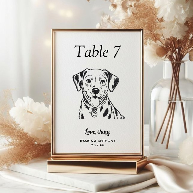 Numéro De Table Simple mariage de chien noir et blanc  (Créateur téléchargé)