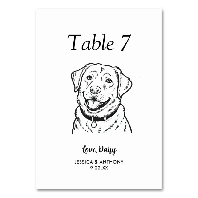 Numéro De Table Simple Mariage de Chien Noir et Blanc  (Par défaut)