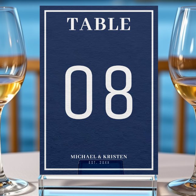 Numéro De Table Simple Mariage de frontière bleu bleu marine (Créateur téléchargé)