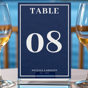 Numéro De Table Simple Mariage de frontière bleu bleu marine