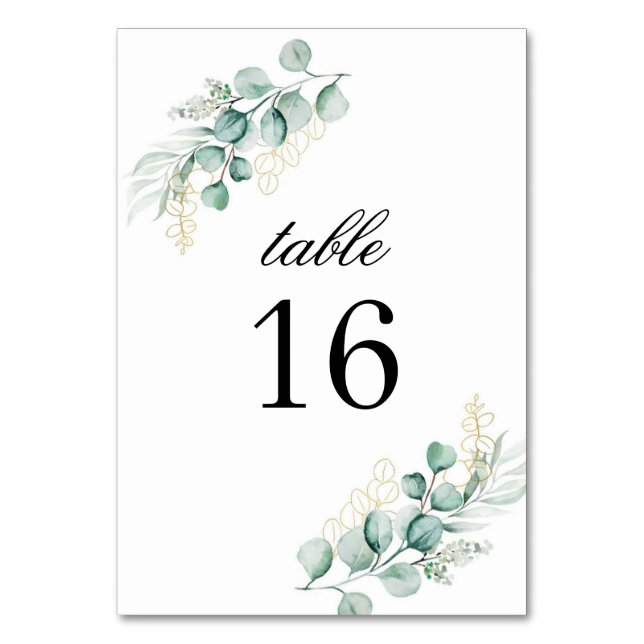Numéro De Table Simple Mariage Rustique avec Verdure d'Eucalyptus (Par défaut)