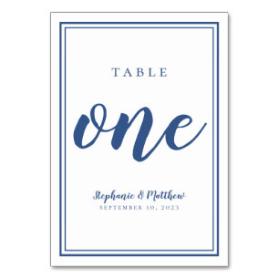 Numéro De Table Simple Mariage Table Numéro Un Bleu & Blanc