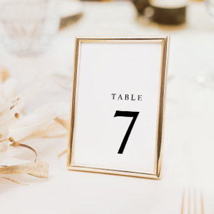 Numéro de table simple minimaliste noir et blanc