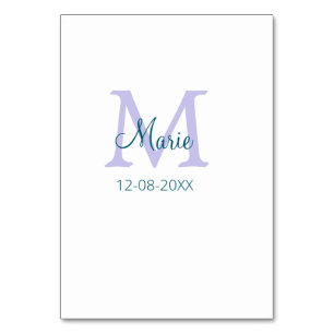 Numéro De Table simple minimum ajouter nom monogramme violet vert