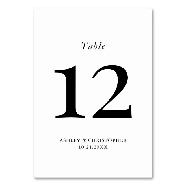 Numéro De Table Simple Modern Black and White Wedding (Par défaut)
