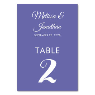 Numéro De Table Simple moderne blanc perwinkel élégant mariage