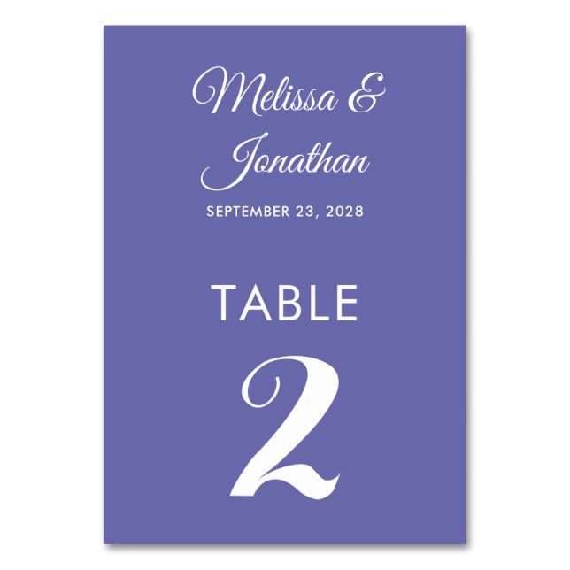 Numéro De Table Simple moderne blanc perwinkel élégant mariage (Par défaut)