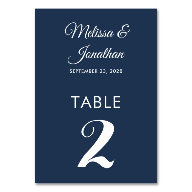 Numéro De Table Simple moderne blanc prussien bleu élégant mariage (Par défaut)