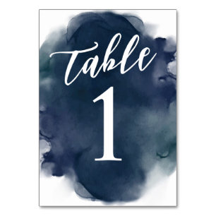 Numéro De Table Simple Moderne Bleu Nuit Aquarelle