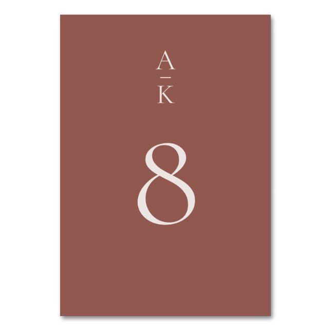 Numéro De Table Simple moderne Brown Monogramme Mix Match Mariage (Par défaut)