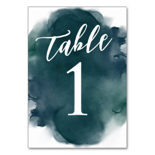Numéro De Table Simple Moderne Émeraude Bleu Vert Aquarelle