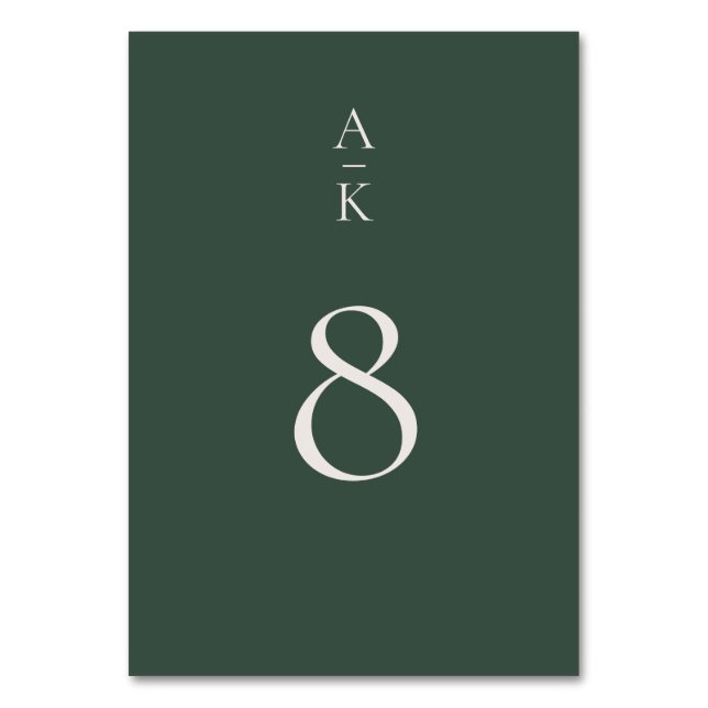 Numéro De Table Simple moderne Monogramme vert Mix Match Mariage (Par défaut)