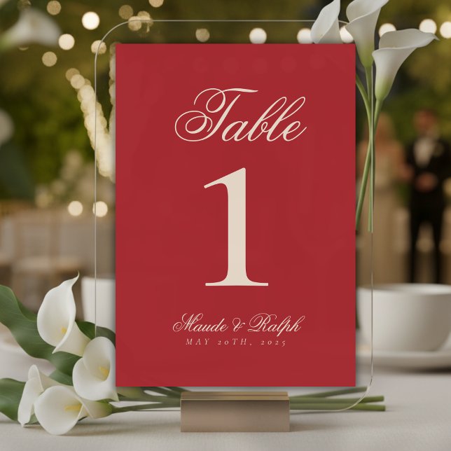 Numéro De Table Simple moderne Vieux Argent Mariage de canneberge (Guide guests to their seats with sophistication using these Simple Modern Old Money Table Numbers!)