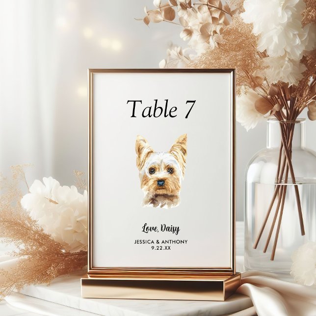 Numéro De Table Simple moderne Watercolor Mariage chien (Créateur téléchargé)