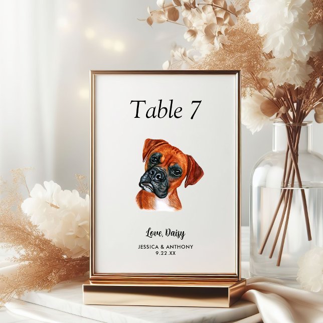 Numéro De Table Simple moderne Watercolor Mariage chien (Créateur téléchargé)