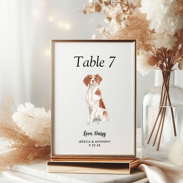 Numéro De Table Simple moderne Watercolor Mariage chien (Créateur téléchargé)
