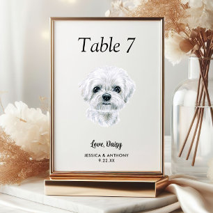 Numéro De Table Simple moderne Watercolor Mariage chien