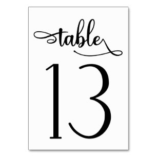 Numéro de table simple noir blanc 3,5x5   Tableau 