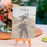 Numéro De Table Simple noir blanc nom de script photos mariage<br><div class="desc">Élégant noir blanc nom de script de carte mariage,  avec une photo de couverture blanche,  et ajouter votre photo à l'arrière pour un mariage garder le saké.</div>
