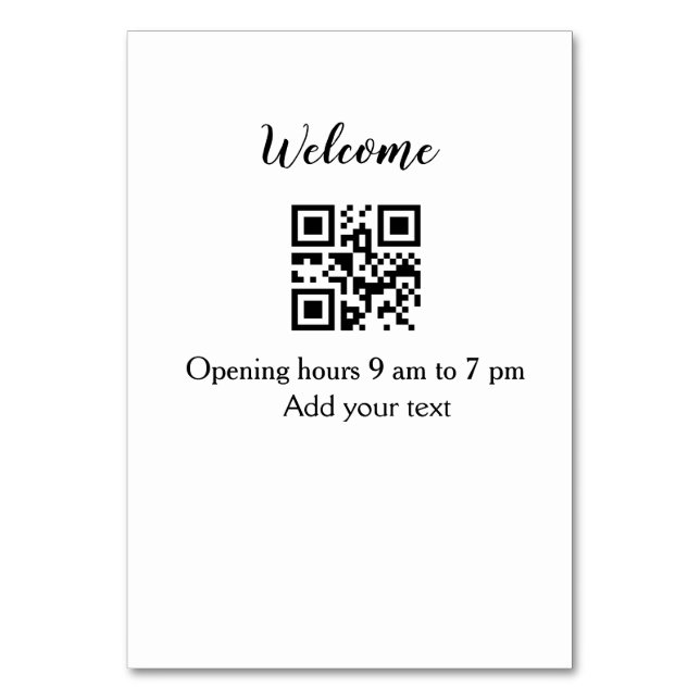 Numéro De Table Simple ouverture de bienvenue code-barres QR ajout (Par défaut)
