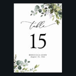 Numéro De Table Simple Rustique Eucalyptus Green Numéro de tableau<br><div class="desc">Conçu pour correspondre à notre collection Boho Greenery mariage,  ce Modèle de menu personnalisable propose des feuilles de verdure mélangés à l'aquarelle et un serif élégant en noir. Éléments correspondants disponibles.</div>