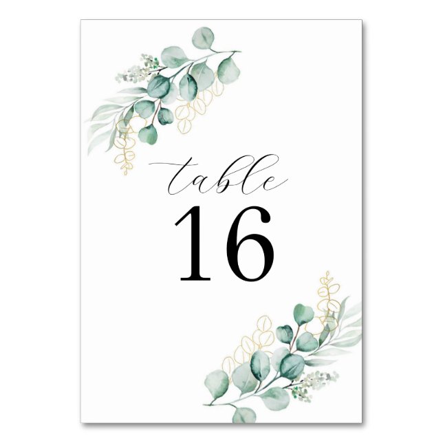 Numéro De Table Simple Rustique Eucalyptus Mariage de verdure (Par défaut)