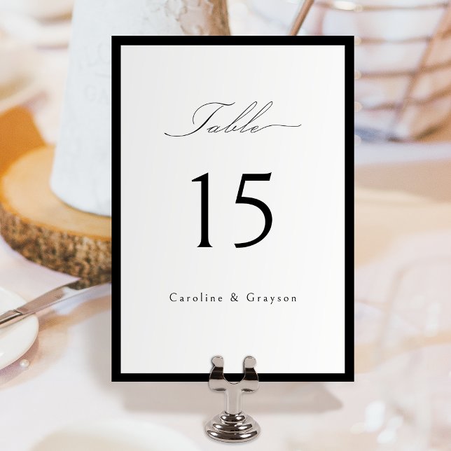 Numéro De Table Simple Script Typographique Élégant Mariage (Simple Graceful Script Typography Wedding Table Number)