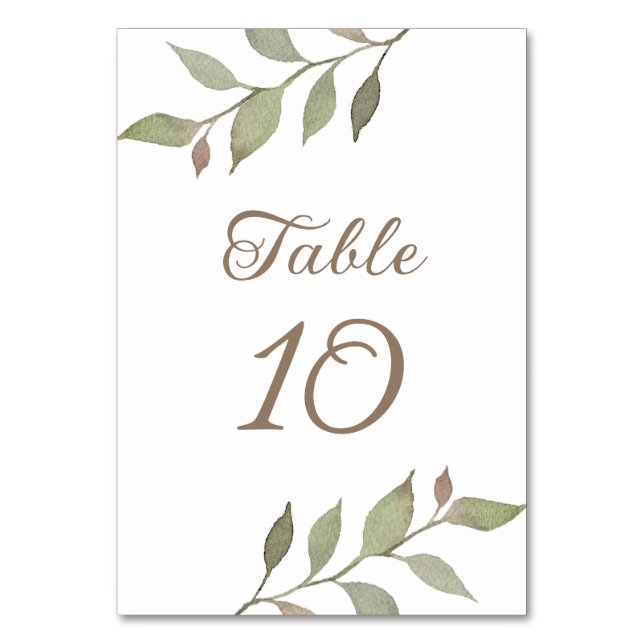 Numéro De Table Simple verdure Botanique Feuille Mariage (Par défaut)