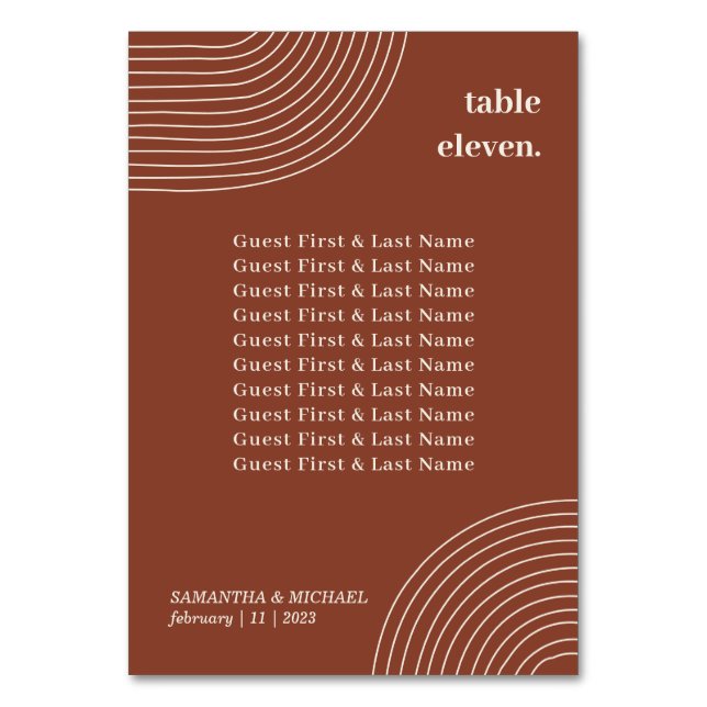 Numéro De Table Simplicité de ligne géométrique Terracotta nom d'h (Par défaut)