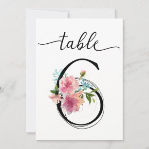 Numéro de table six Pivoines roses