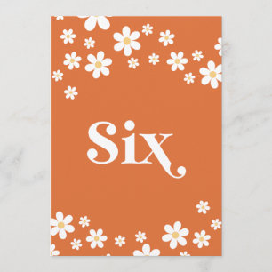 Numéro de table six pour une baby shower rétro ora