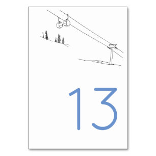 Numéro De Table Ski Love Cable Cars Hiver Montagnes