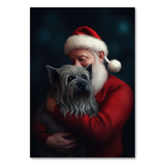Numéro De Table Skye Terrier avec Noël Festif du Père Noël (Par défaut)