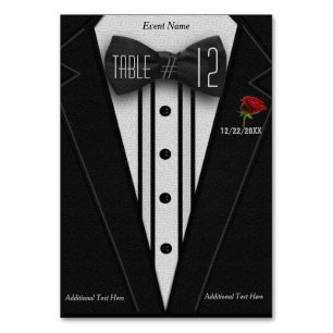 Numéro De Table Smoking noir du numéro   de Tableau et rose rouge