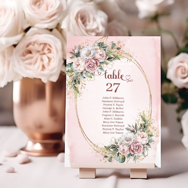 Numéro De Table Soft Blush Floral Greenery Gold Table Numbers (Soft Blush Floral Greenery Gold Table Numbers)