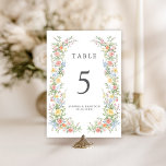Numéro De Table Soft Pastel Ornate Spring Garden Floral Mariage<br><div class="desc">Apportez un charme intemporel et une élégance romantique à votre mariage avec ce numéro de table floral minimaliste, avec une bordure d'eau douce de fleurs peintes à la main. L'agencement floral délicat comprend des roses pastel, des jaunes de beurre, des lavandes douces, des bleus et des verts sauge, encadrant gracieusement...</div>