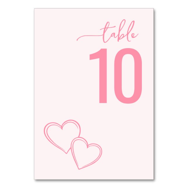 Numéro De Table Soft Pink Minimalist Wedding Table Card (Par défaut)