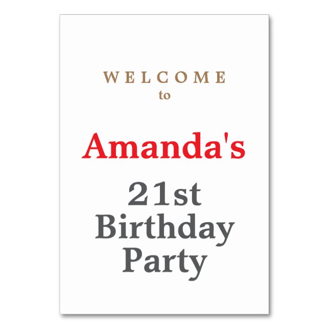 Numéro De Table Soirée d'anniversaire minimaliste moderne (Par défaut)