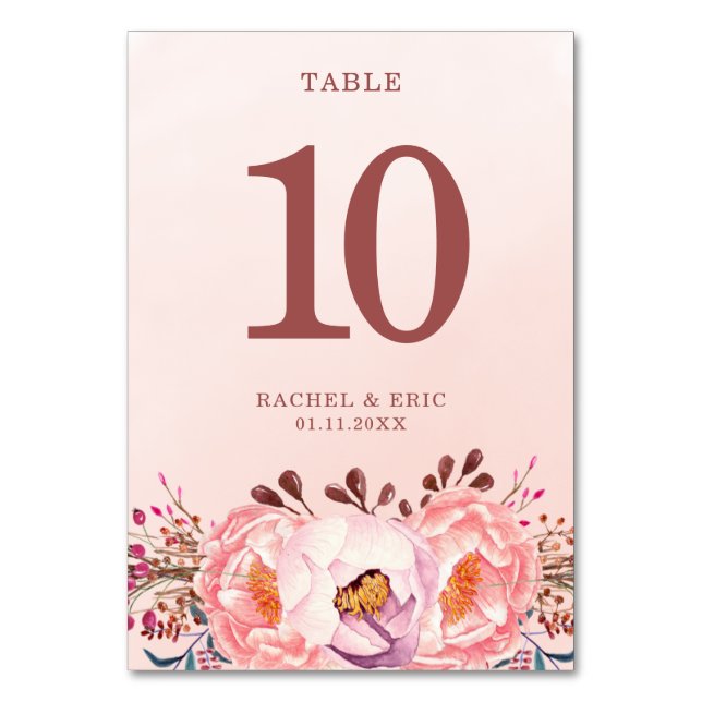 Numéro De Table Soirée de mariage flamboyante rose florale (Par défaut)