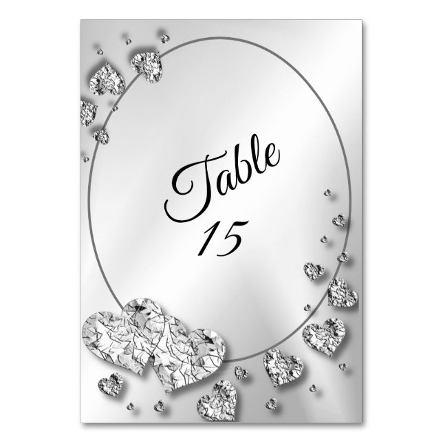 Numéro De Table Soirée de mariage Silver Coeurs brillants géométri (Par défaut)